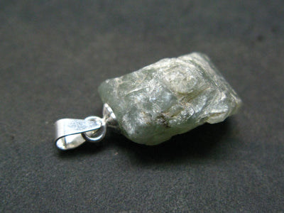 Extremely Rare Raw Gem Green Kornerupine Silver Pendant Crystal From Tanzania - 2.43 Grams - 0.8"