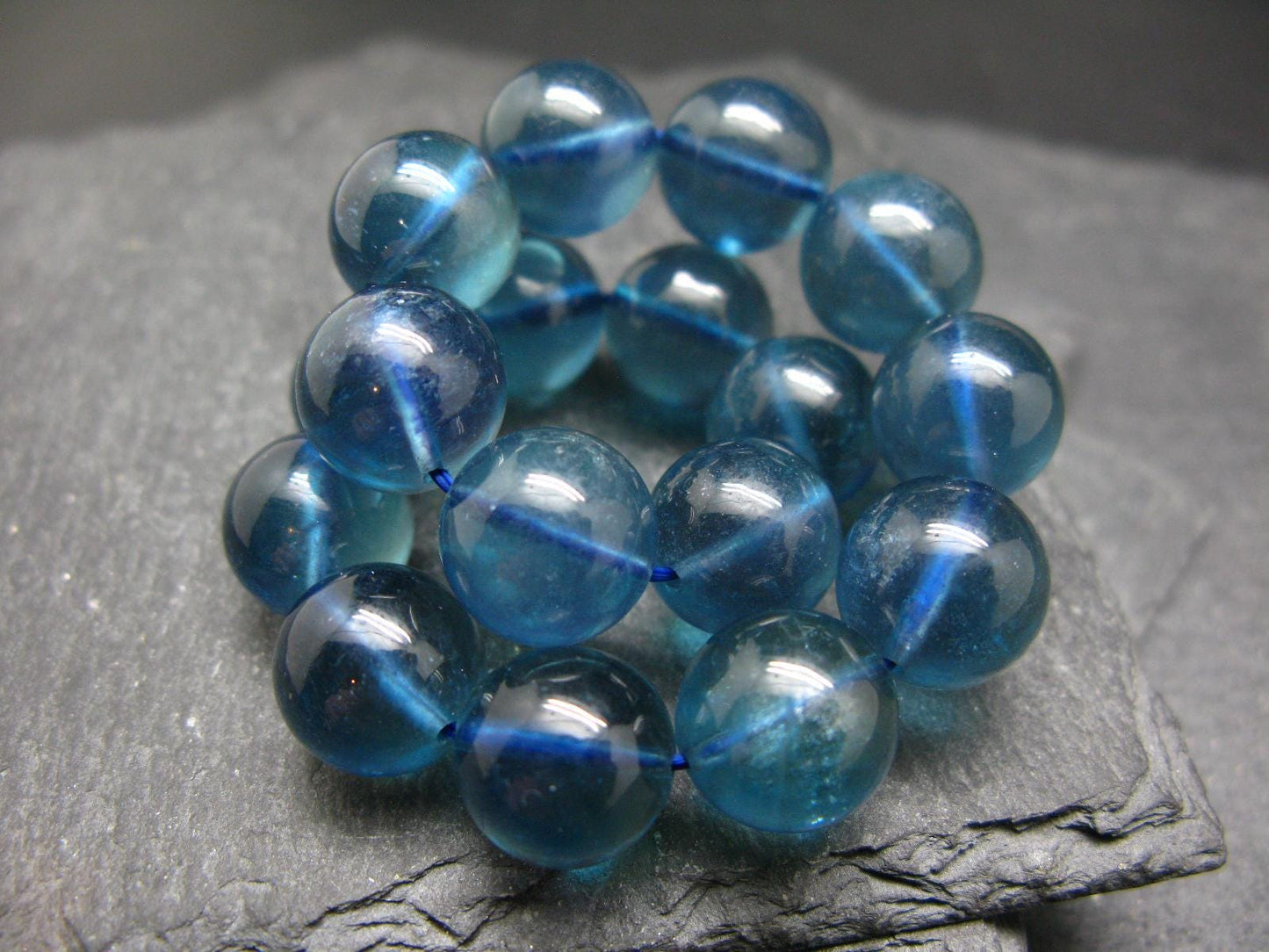 AAA Grade Gem Santa Maria Aquamarine Genuine Bracelet ~ 7.5 Inches ~ 13mm Round Beads