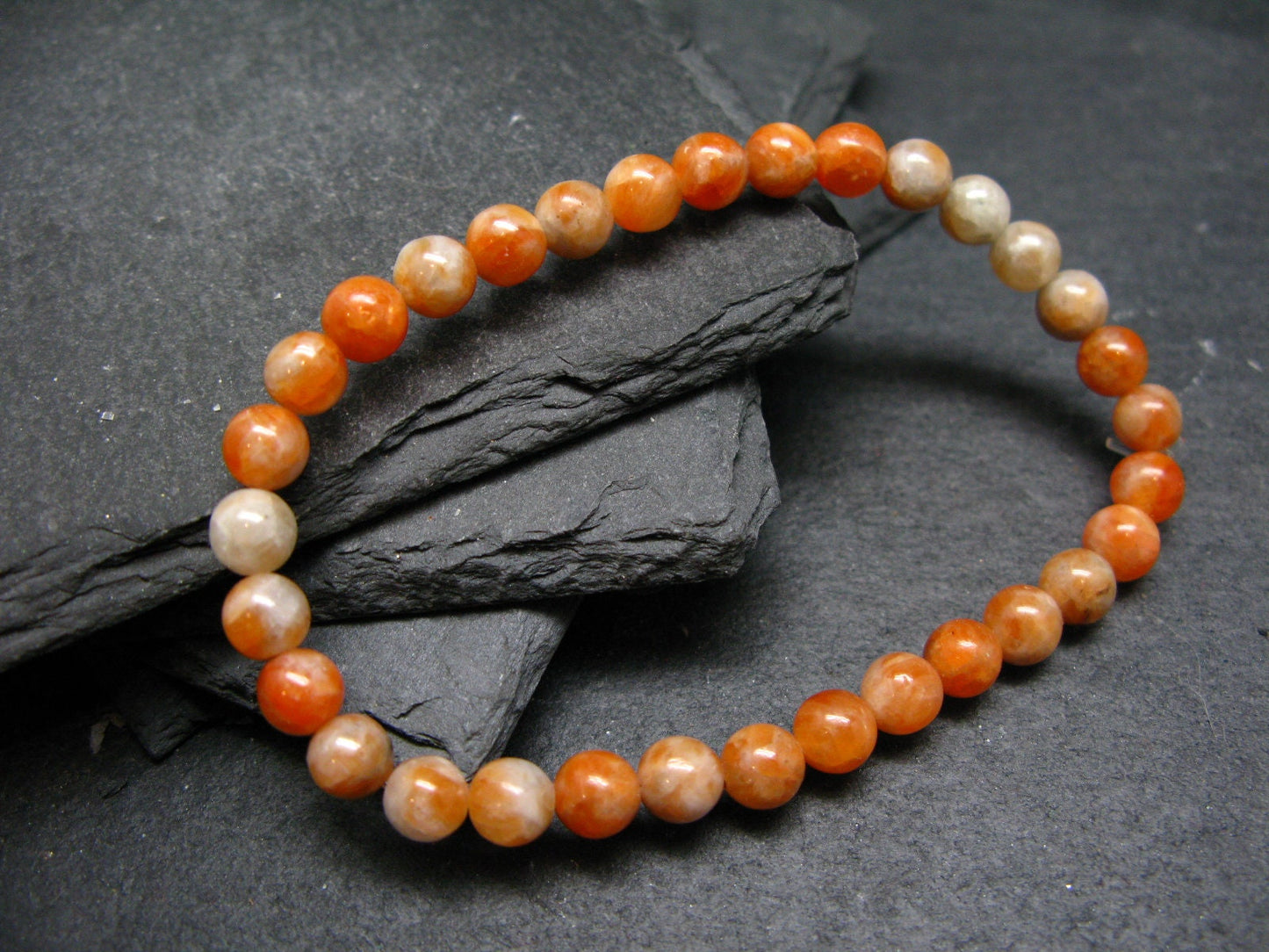 Orange Calcite Genuine Bracelet ~ 7 Inches ~ 6mm Round Beads