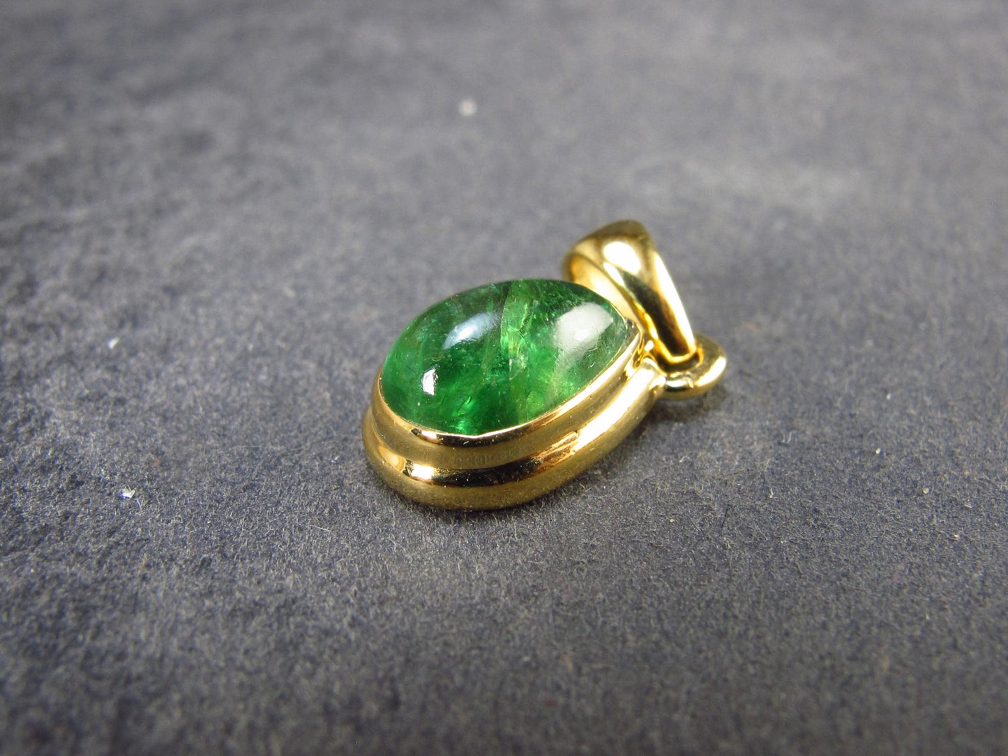 Tsavorite Green Garnet Gold Plated Silver Pendant from Tanzania - 0.7" - 1.67 Grams