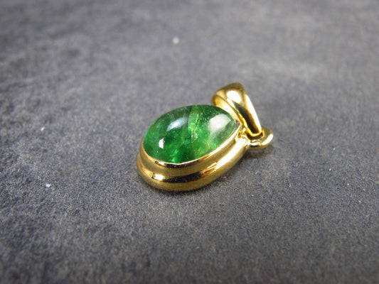 Tsavorite Green Garnet Gold Plated Silver Pendant from Tanzania - 0.7" - 1.67 Grams