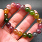 AAA Grade Gem Watermelon Bicolor Tourmaline Genuine Bracelet ~ 7.5 Inches ~ 10mm Round Beads