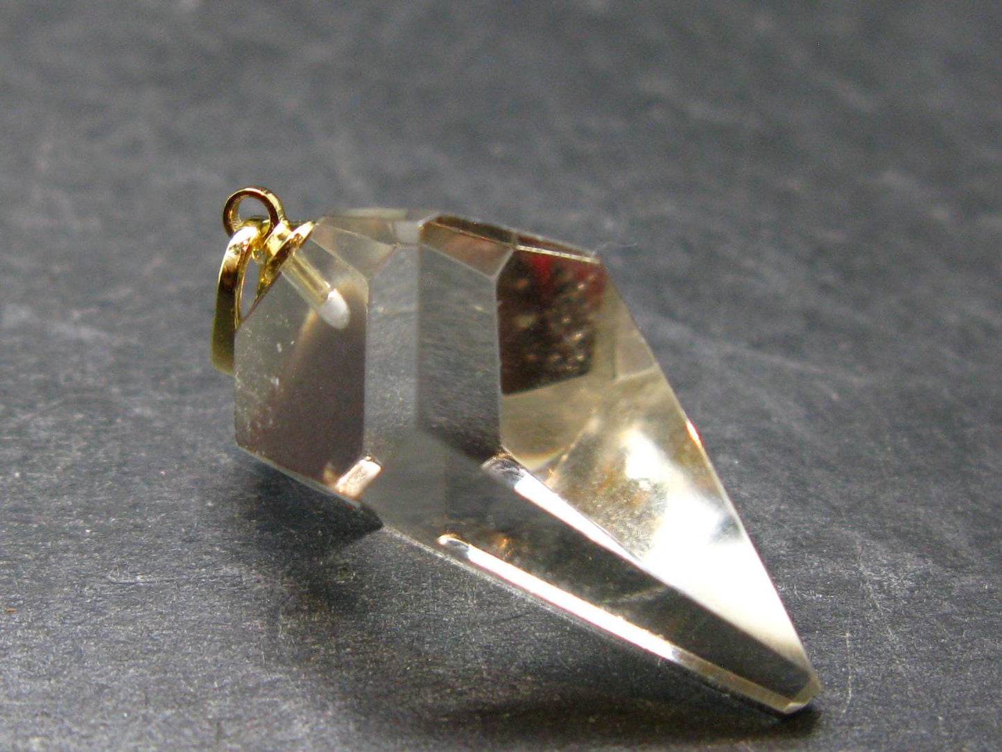 Natural Unheated Citrine Sterling Silver Gold Plated Pendant from Zambia - 1.3" - 4.33 Grams