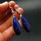 Dark Blue Genuine Lapis Lazuli Sterling Silver Earrings - 2.3" - 10.79 Grams
