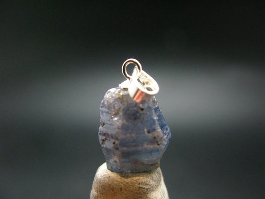 Gem Blue Sapphire Corundum Crystal Silver Pendant From Sri Lanka - 13.20 Carats