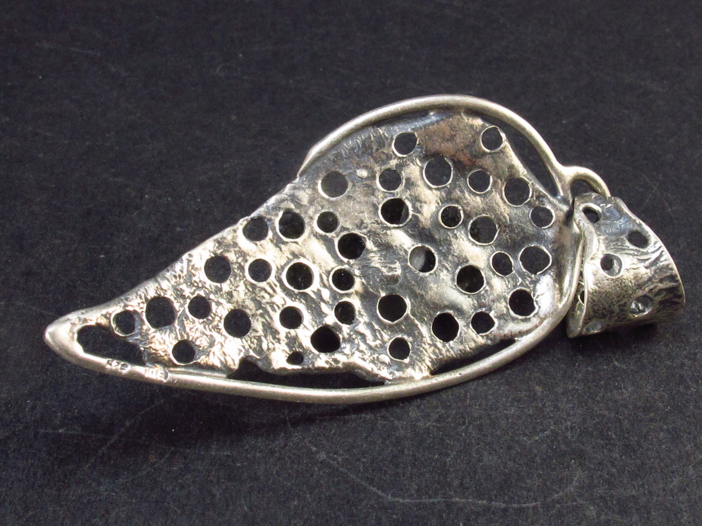 Moldavite Tektite Silver Pendant from Czech Republic - 2.6" - 9.7 Grams