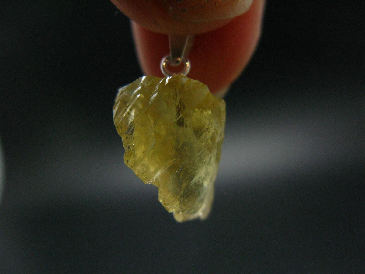 Heliodor (Yellow Beryl) Crystal Silver Pendant From Brazil - 0.9" - 1.73 Grams