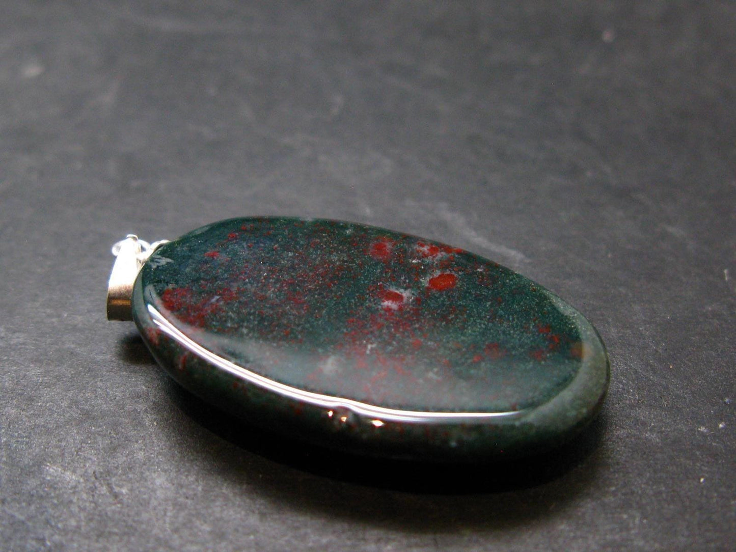 Bloodstone Silver Pendant From India - 1.5" - 6.0 Grams