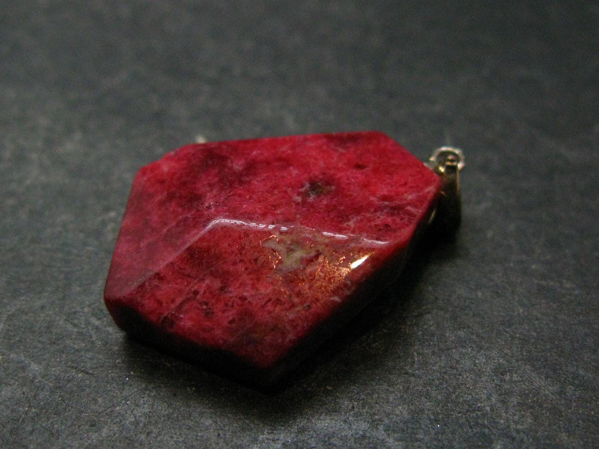 Thulite Silver Pendant From Norway - 1.3"