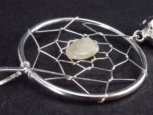 Merchant Stone!! Natural Yellow Citrine Crystal Spider Web Pendant from Brazil