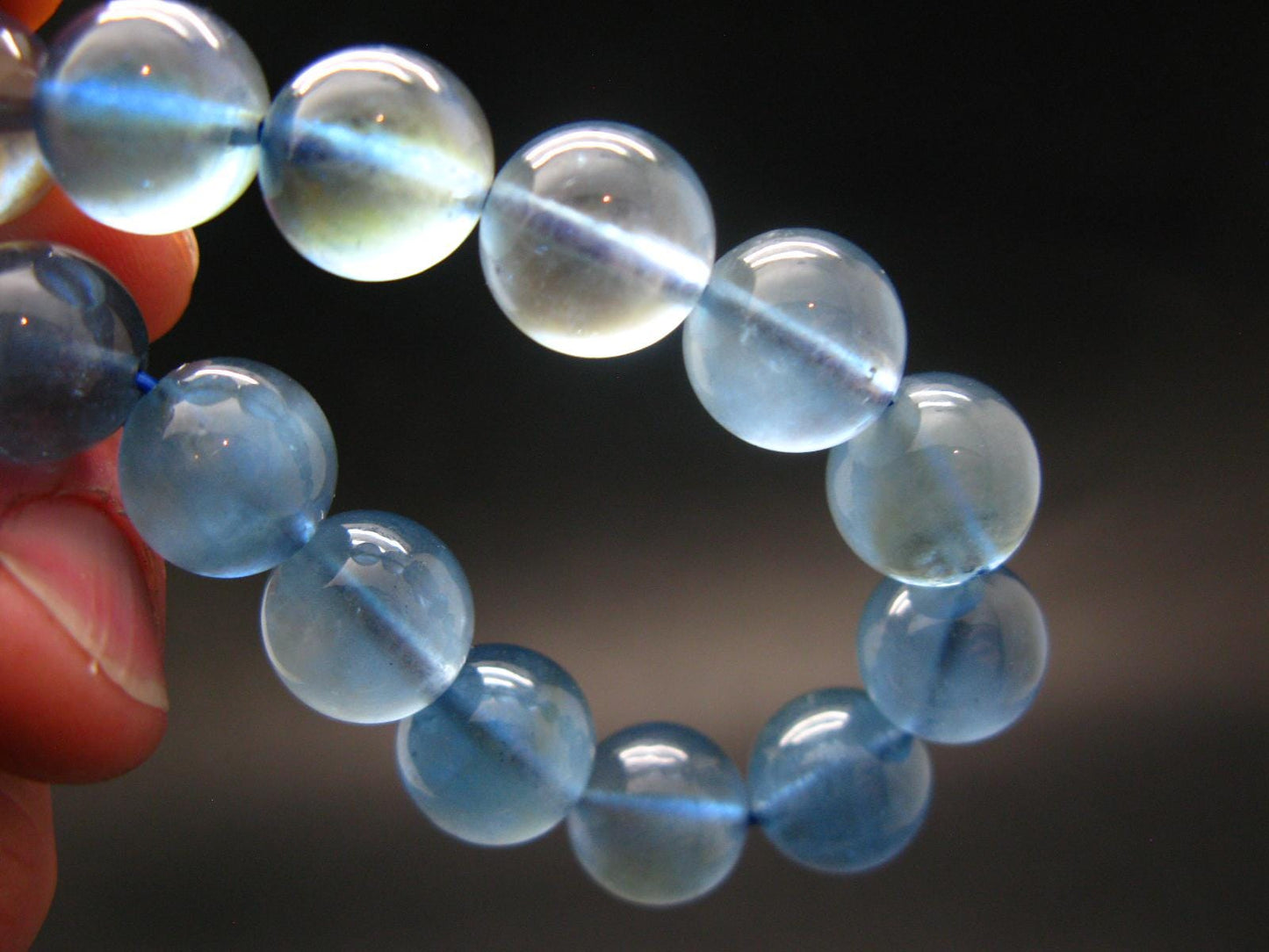 AAA Grade Gem Santa Maria Aquamarine Genuine Bracelet ~ 7.5 Inches ~ 12mm Round Beads