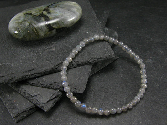 Labradorite Genuine Bracelet ~ 7 Inches ~ 4mm Round Beads