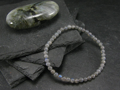Labradorite Genuine Bracelet ~ 7 Inches ~ 4mm Round Beads