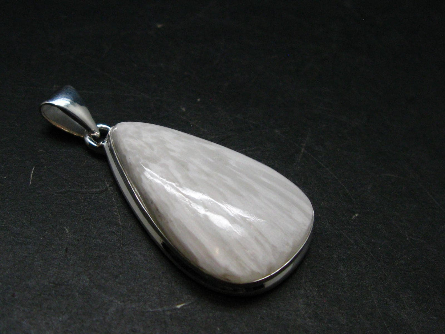 Scolecite Silver Plated Pendant From India - 1.6" - 6.56 Grams