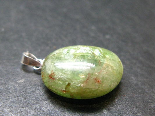Green Kyanite Crystal Silver Pendant From Tanzania - 1.0"