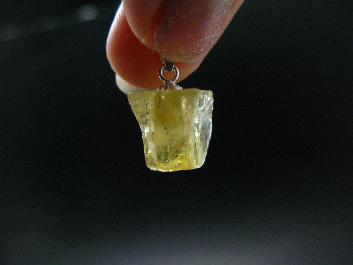 Heliodor (Yellow Beryl) Crystal Silver Pendant From Brazil - 0.8" - 1.83 Grams