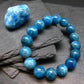 Neon Blue Apatite Genuine Bracelet ~ 7 Inches ~ 12mm Round Beads