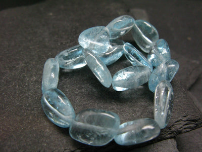 Blue Topaz Genuine Bracelet ~ 7 Inches ~ 12mm Tumbled Beads