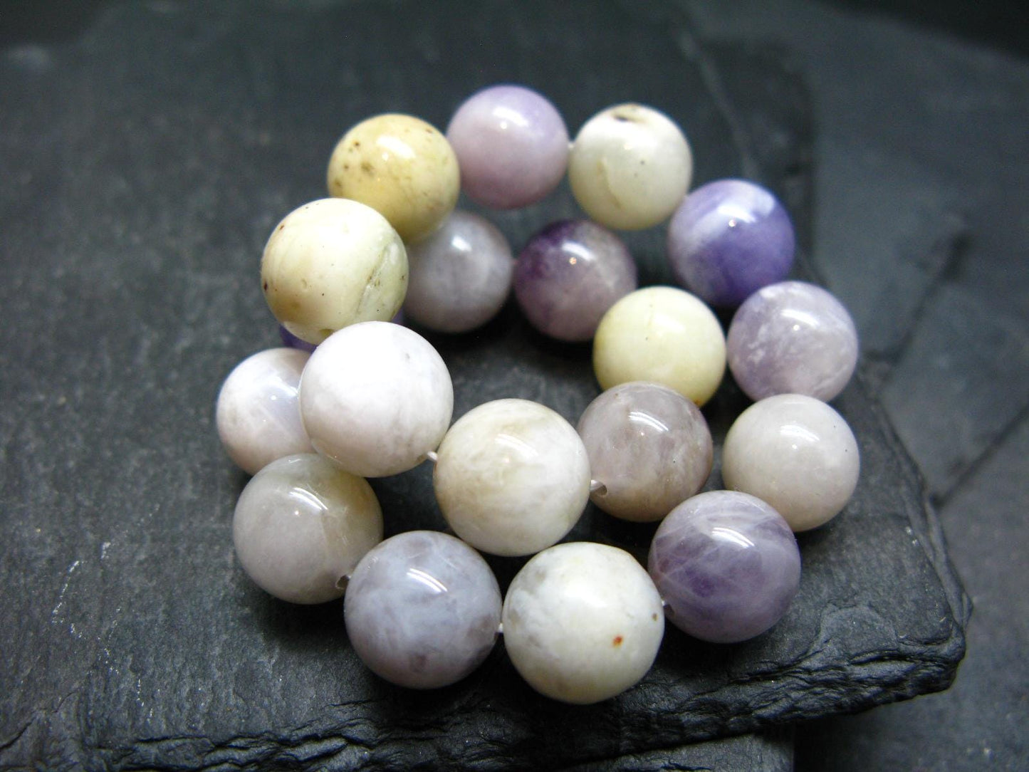Tiffany Stone Violet Opal Genuine Bracelet ~ 7 Inches ~ 10mm Round Beads