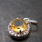 Yellow Citrine Gem Facetted Sterling Silver Pendant From Brazil With CZ - 0.6" - 1.05 Grams