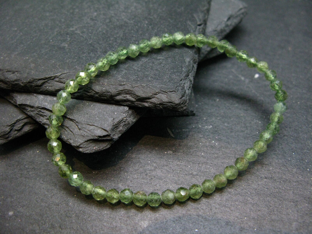 Green Kyanite Genuine Bracelet ~ 7 Inches ~ 4mm Facetted Beads