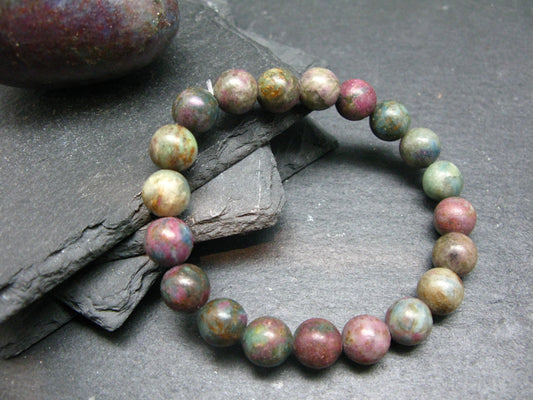 Ruby in Kyanite Genuine Bracelet ~ 7 Inches ~ 10mm Round Beads