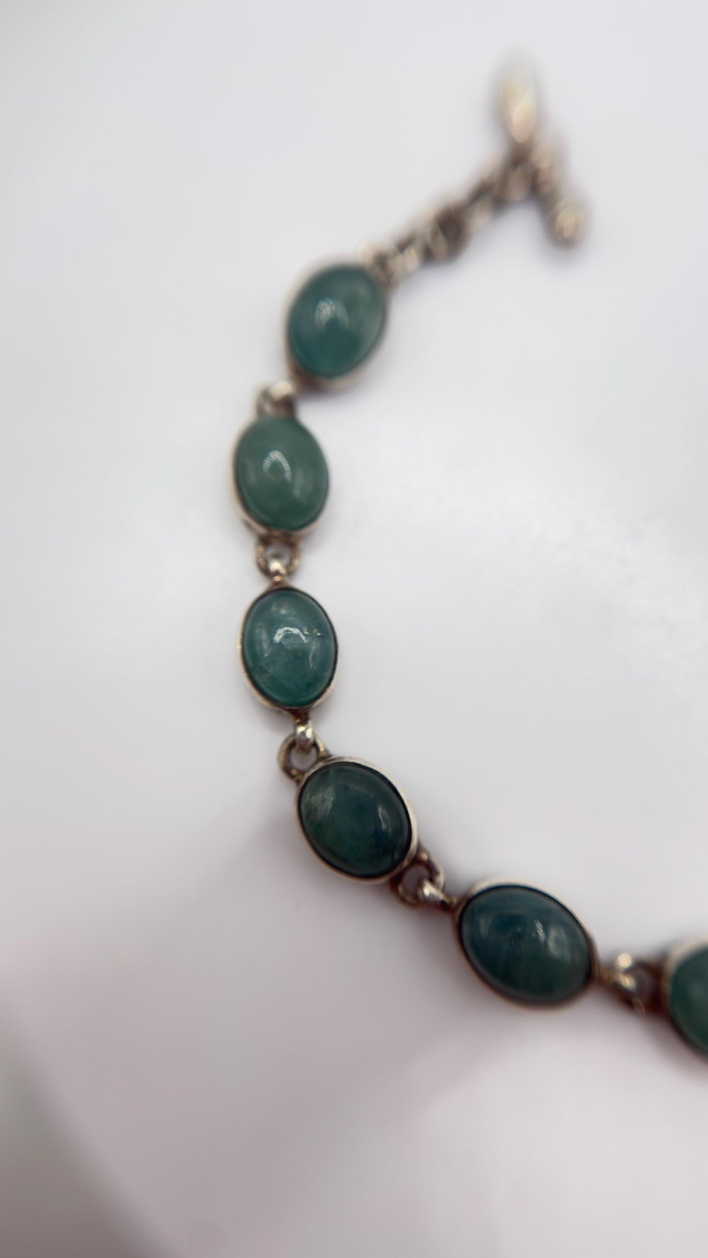 Grandidierite Bracelet Blue Green Gemstone Silver Link Bracelet Minimalist Jewelry Gift