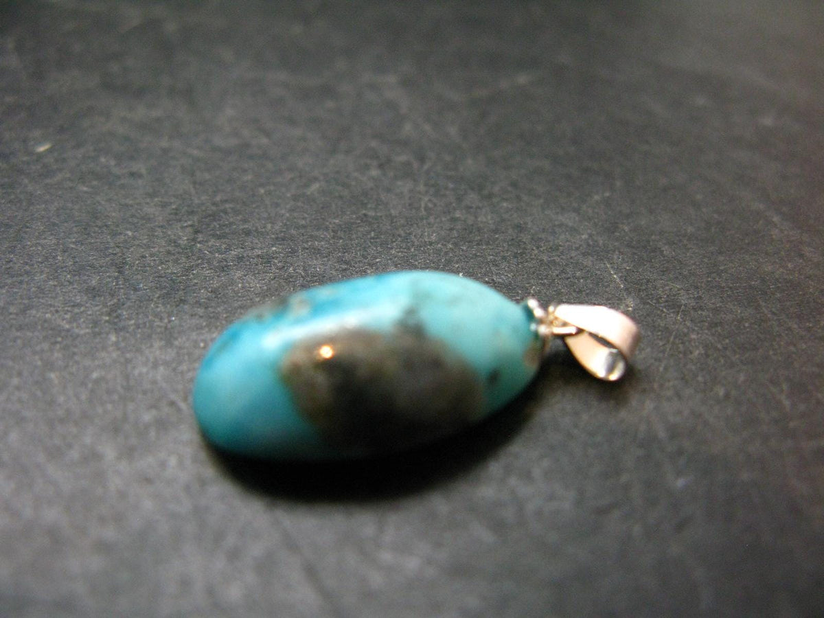 Genuine Turquoise Silver Pendant From Sleeping Beauty Arizona - 1.0" - 2.16 Grams