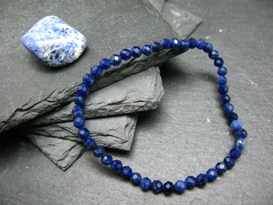 Sodalite Genuine Bracelet ~ 7 Inches ~ 4mm Facetted Beads