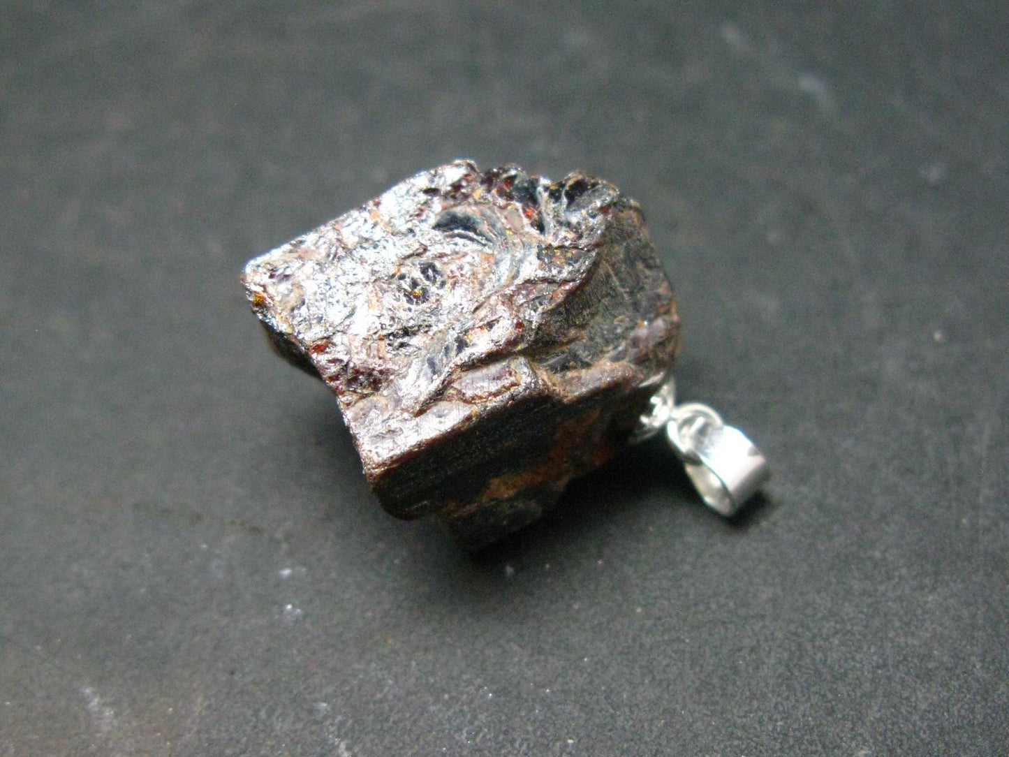 Natural Titanium Gem!! Rare Rutile Crystal Silver Pendant from Brazil - 1.1" - 7.14 Grams