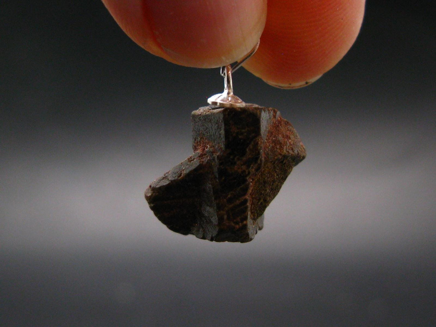 Fairy Cross!! Natural Staurolite Sharp Brown Twin Crystals Silver Pendant From Russia - 0.9" - 3.60 Grams