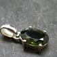 Moldavite Tektite Facetted Silver Pendant from Czech Republic - 0.7" - 1.06 Grams