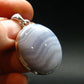 Rare Blue Lace Holly Chalcedony Agate Silver Plated Pendant From Malawi - 1.5" - 8.55 Grams