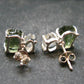Moldavite & Herkimer Diamond Silver Stud Earrings - 0.7" - 2.55 Grams