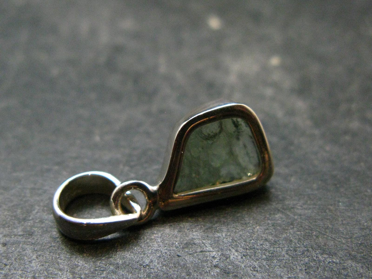 Moldavite Tektite Silver Pendant from Czech Republic - 0.8" - 1.19 Grams