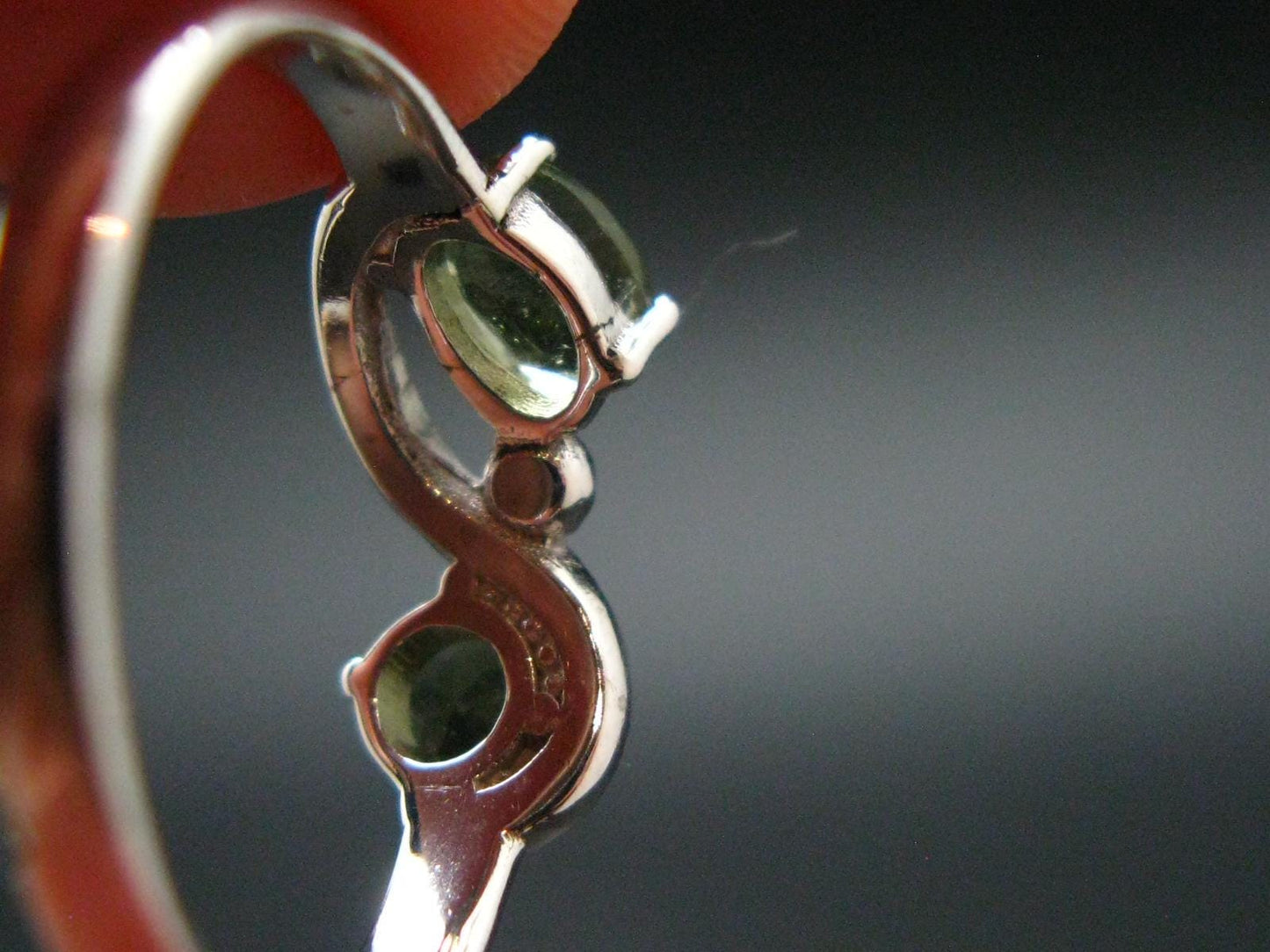 Moldavite Tektite Silver Ring from Czech Republic - Size 8 - 2.58 Grams