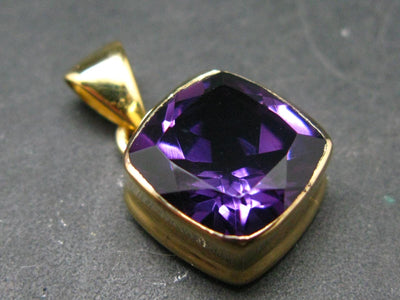 Amethyst Sterling Silver Gold Plated Pendant From Brazil - 0.9" - 4.23 Grams