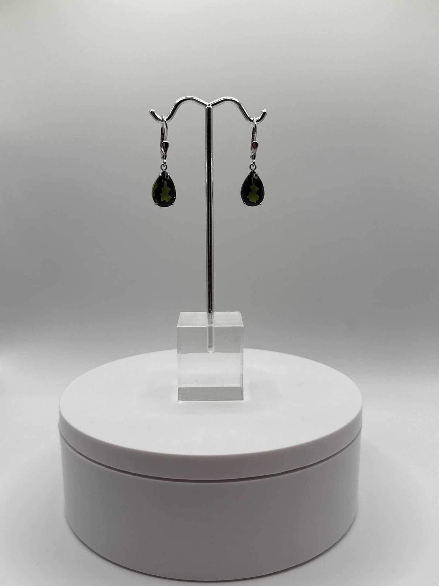 Elegant Teardrop Moldavite Earrings - Weight 3.23 Grams
