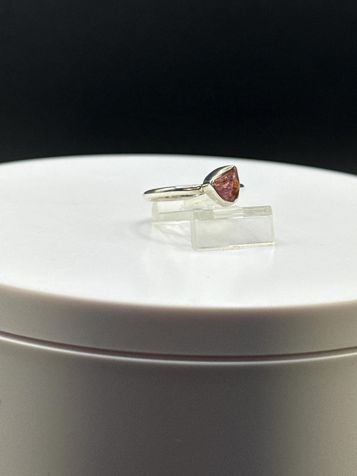 Pezzottaite Sterling Silver Ring – Natural Pink Gemstone - Size 6