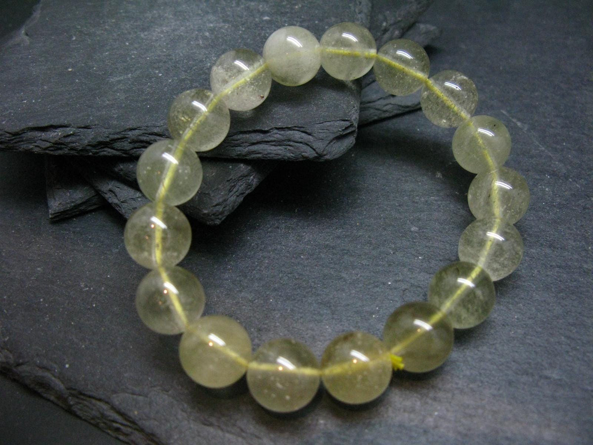 Libyan Tektite Glass Genuine Bracelet ~ 7 Inches ~ 12mm Round Beads