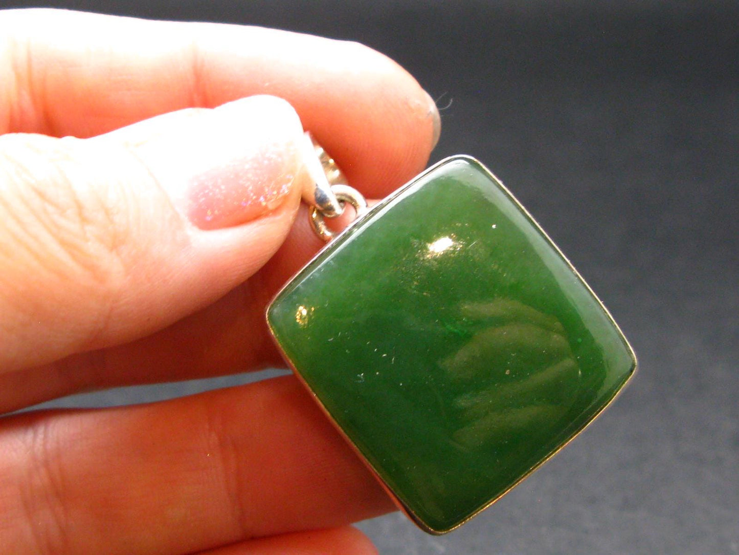 Nephrite Jade Cabochon Pendant From Canada - 1.5" - 9.85 Grams