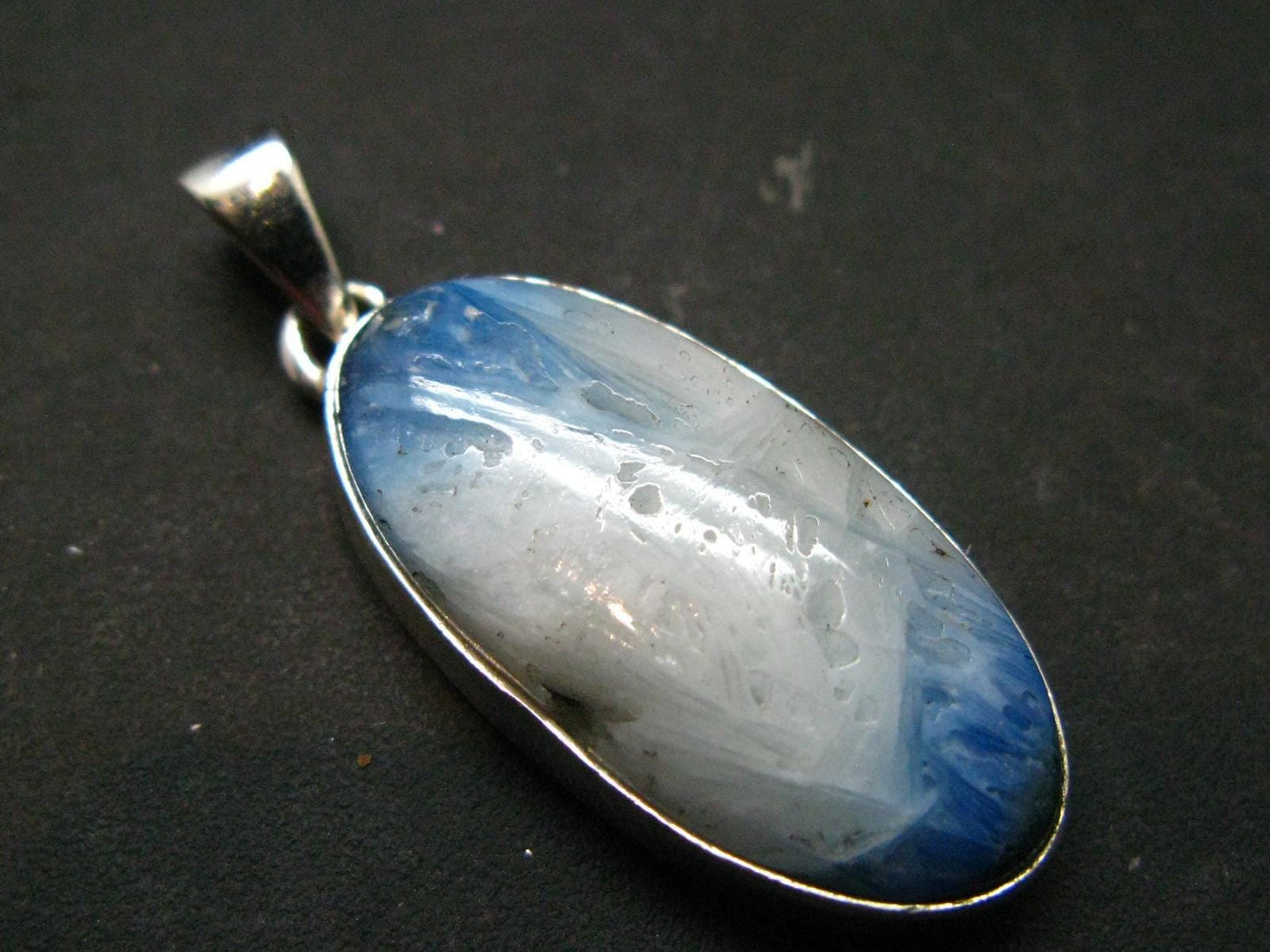 Blue Ice Glacierite Silver Pendant from Indonesia - 1.5" - 5.70 Grams