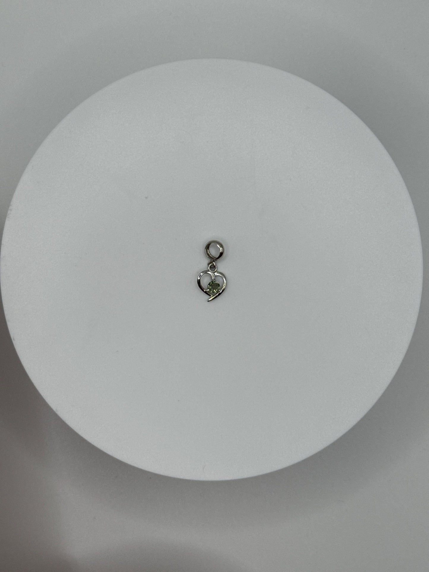 Sterling Silver Moldavite Heart Pendant - 0.47 Grams