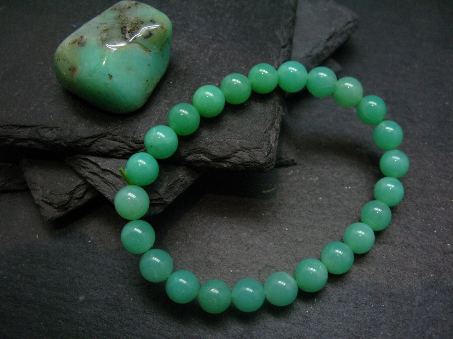 Chrysoprase Genuine Bracelet ~ 7 Inches ~ 8mm Round Beads