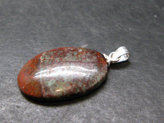 Crimson Cuprite w/ Chrysocola Silver Plated Pendant from Mexico - 1.2" - 2.33 Grams