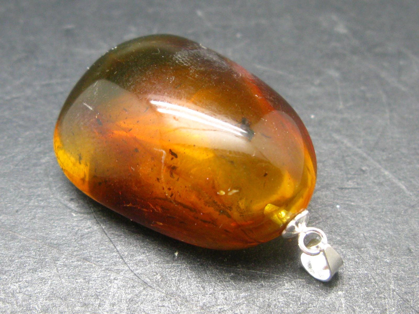 Natural Insects in Baltic Amber 925 Silver Pendant from Poland - 1.5" - 5.07 Grams
