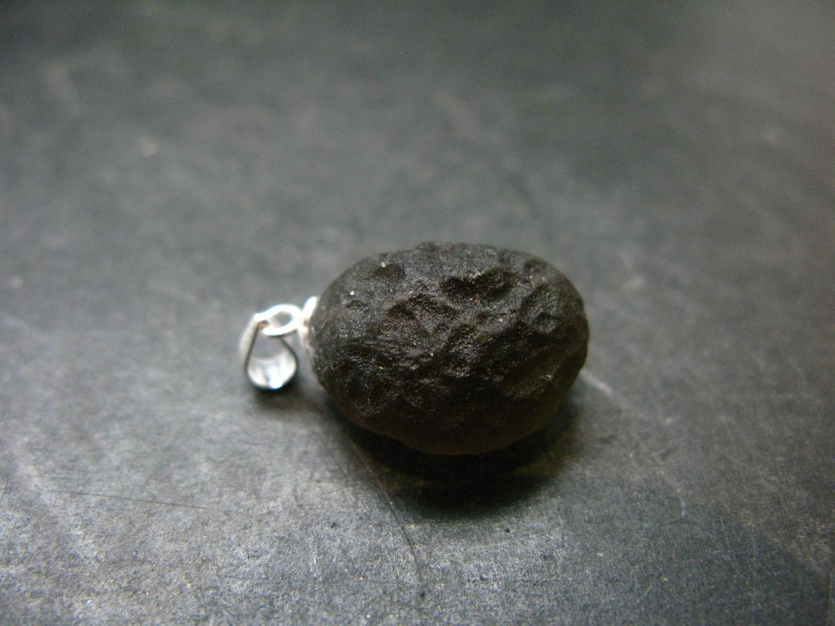Colombianite Pseudotektite Silver Pendant from Colombia - 3.55 Grams - 0.9"