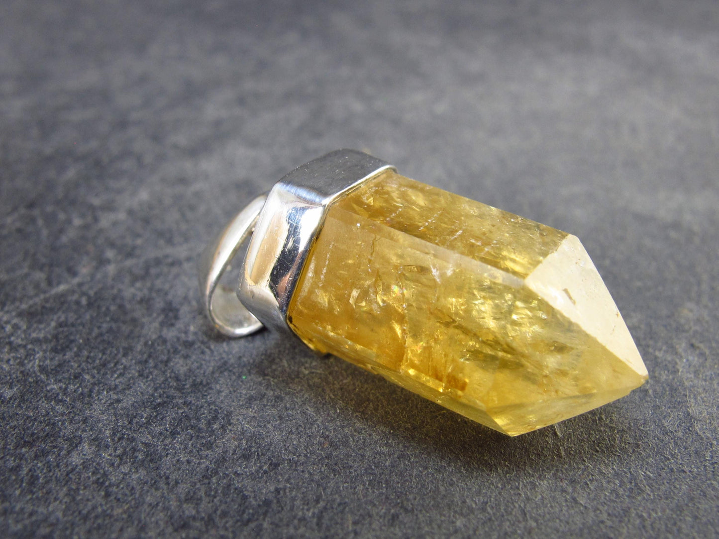 Yellow Citrine Sterling Silver Pendant from Brazil - 1.2" - 5.49 Grams