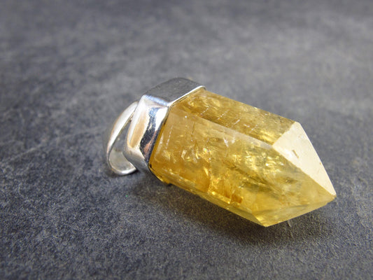 Yellow Citrine Sterling Silver Pendant from Brazil - 1.2" - 5.49 Grams