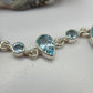 Larimar and Blue Topaz Silver Bracelet Ocean Gemstone Adjustable Link Bracelet Gift